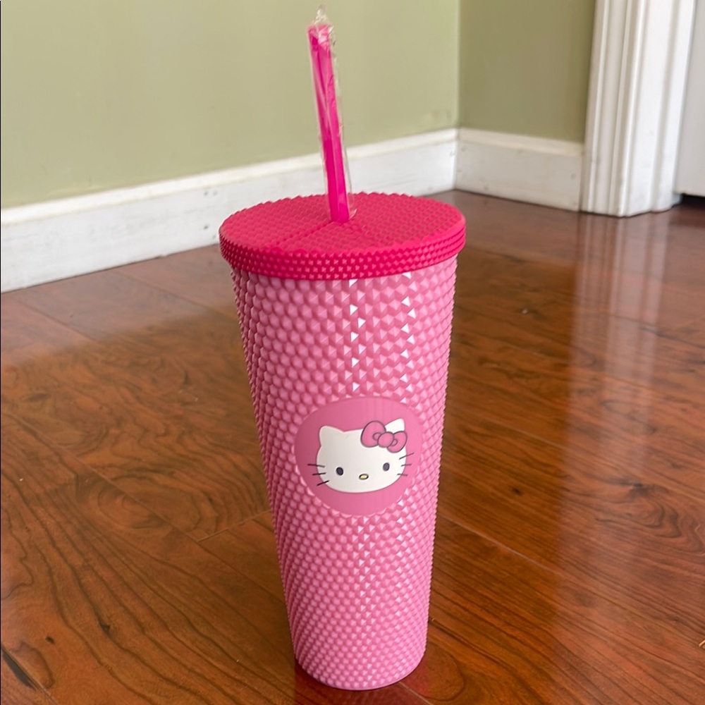 NWT Sanrio Hello Kitty Pink Studded Tumbler W/ Straw and Lid Cup